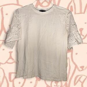 Banana Republic Cotton Top Eyelet  Bell Sleeves